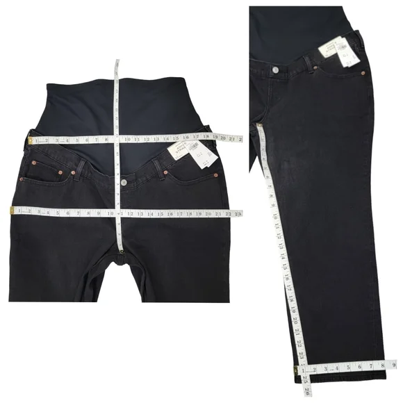 NWT Abercrombie & Fitch Maternity Ankle Straight Black Jeans Women’s 32 Short - Picture 16 of 17